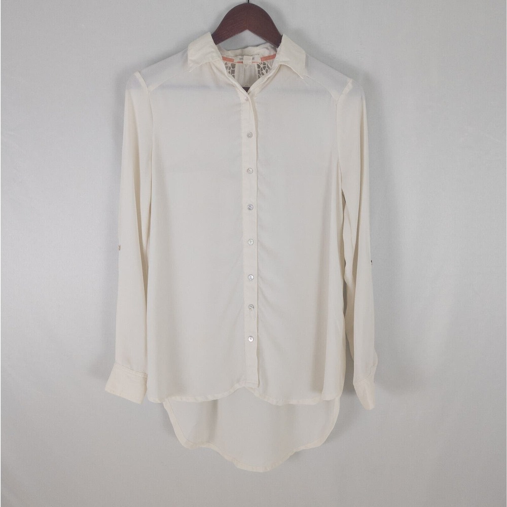 Taylor & Sage Shirt Womens XS White Beach‎ Tunic Top Sheer Long Sleeve Crochet